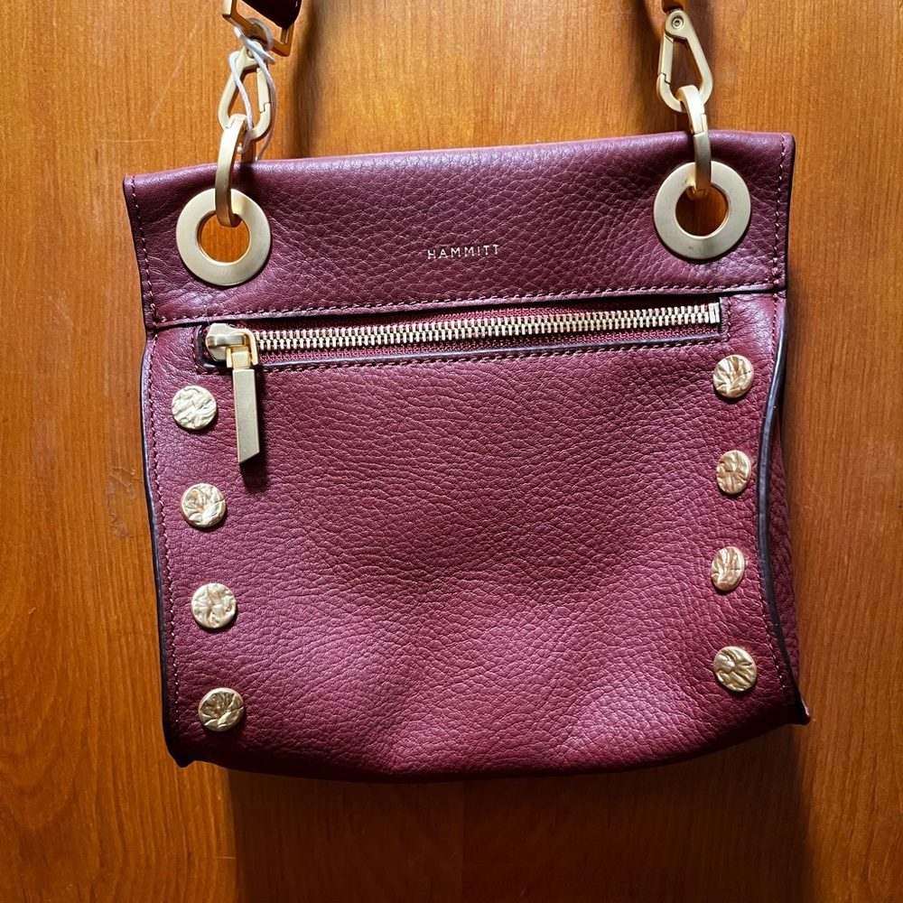 Hammitt Burgundy Crossbody Bag with Gold Accents